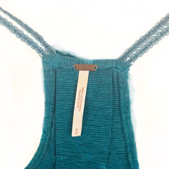 FREE PEOPLE Deep Turquoise Beaded Neckline ‘Persephone’ Slub Knit Swing Tank Top - Picture 8 of 8